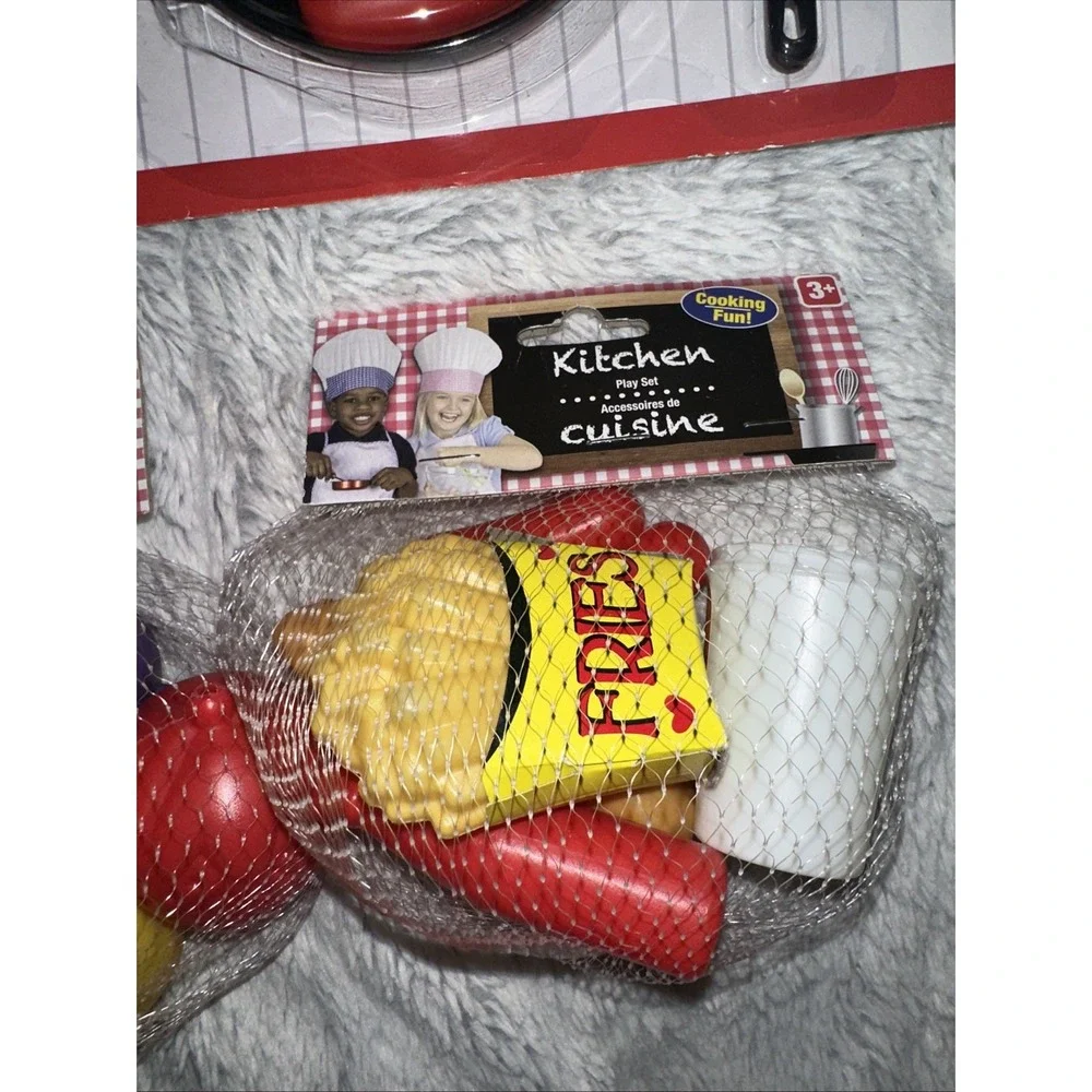 Play Food Set for Kids & Toddlers Kitchen Toy Playset Pretend Fake Pans Utensils